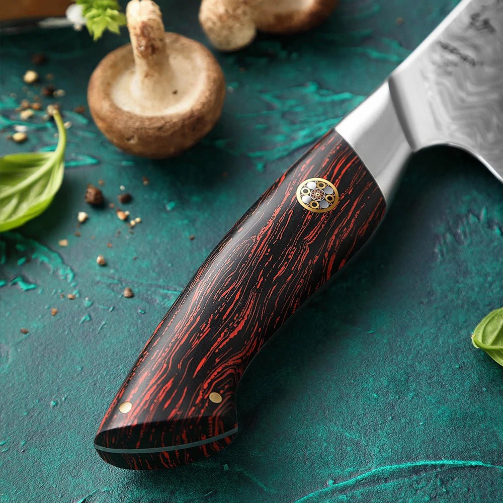 Conjunto de Facas de Chef 5 Peças em Aço Damasco de 73 Camadas com Cabo G10 - Forja Fogo&Faca