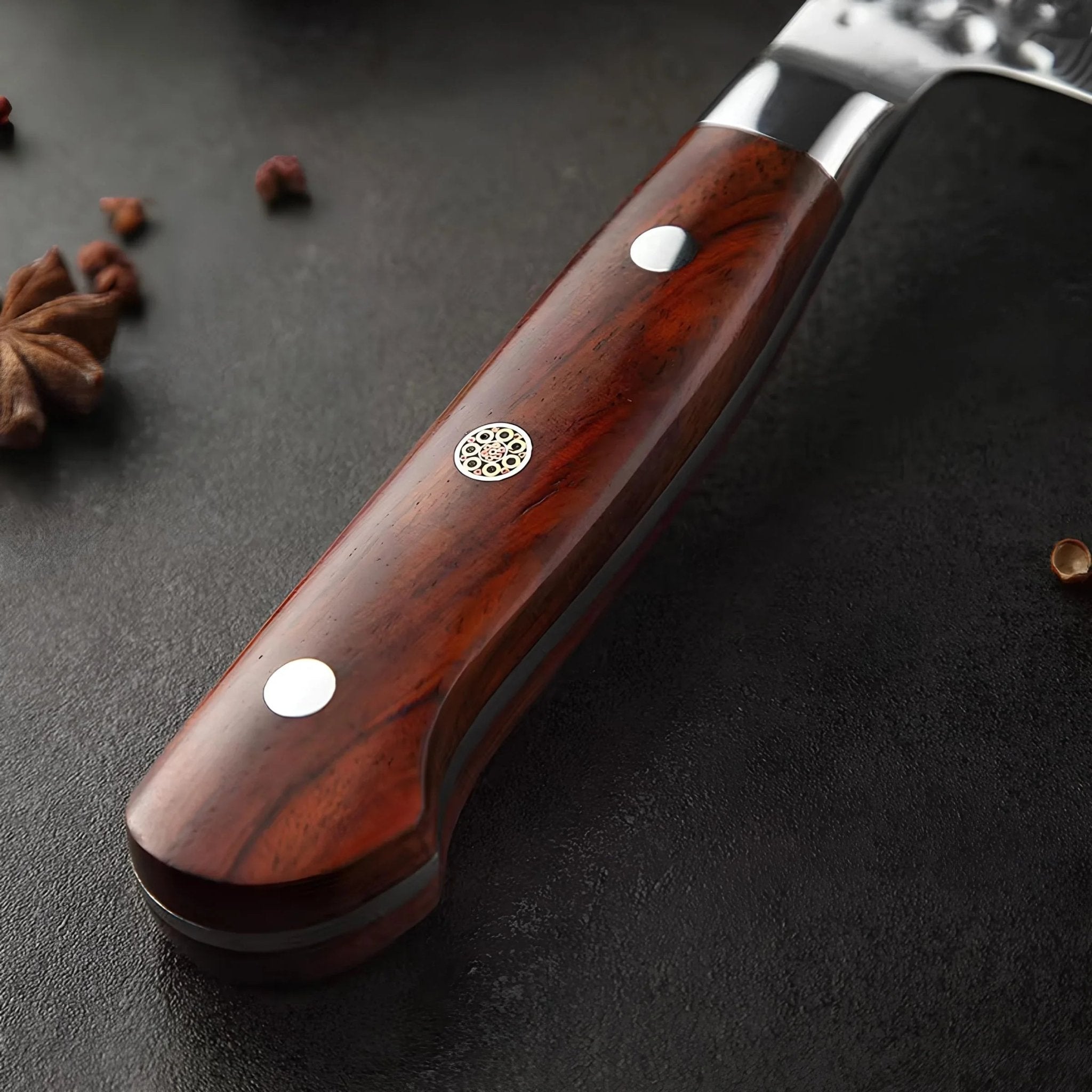 Faca de Chef 8.5" em Aço Damasco com Cabo em Jacarandá - Forja Fogo&Faca