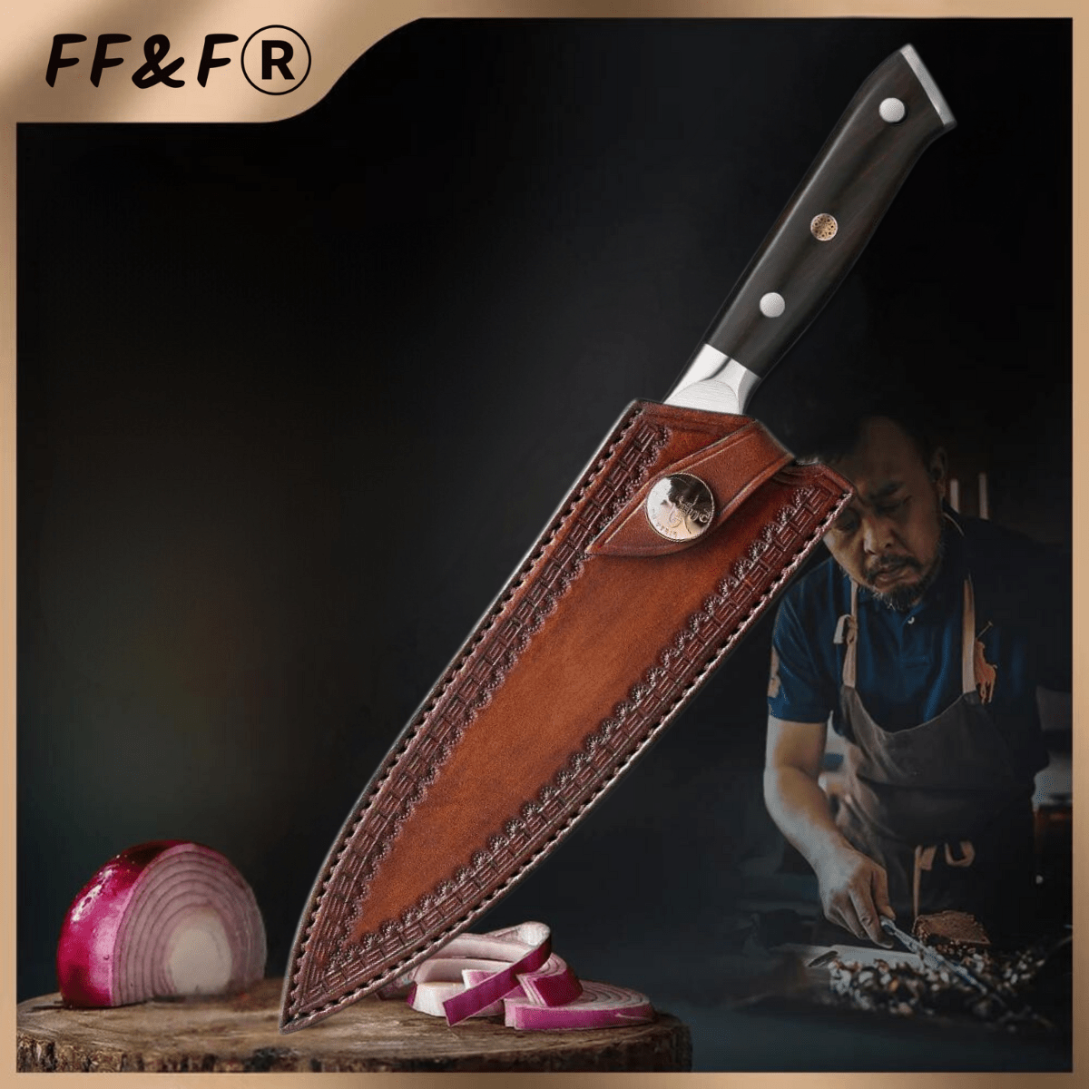 Faca de Chef Premium 8,3” Aço Inox 1.4116 com Cabo de Ébano - Forja Fogo&Faca