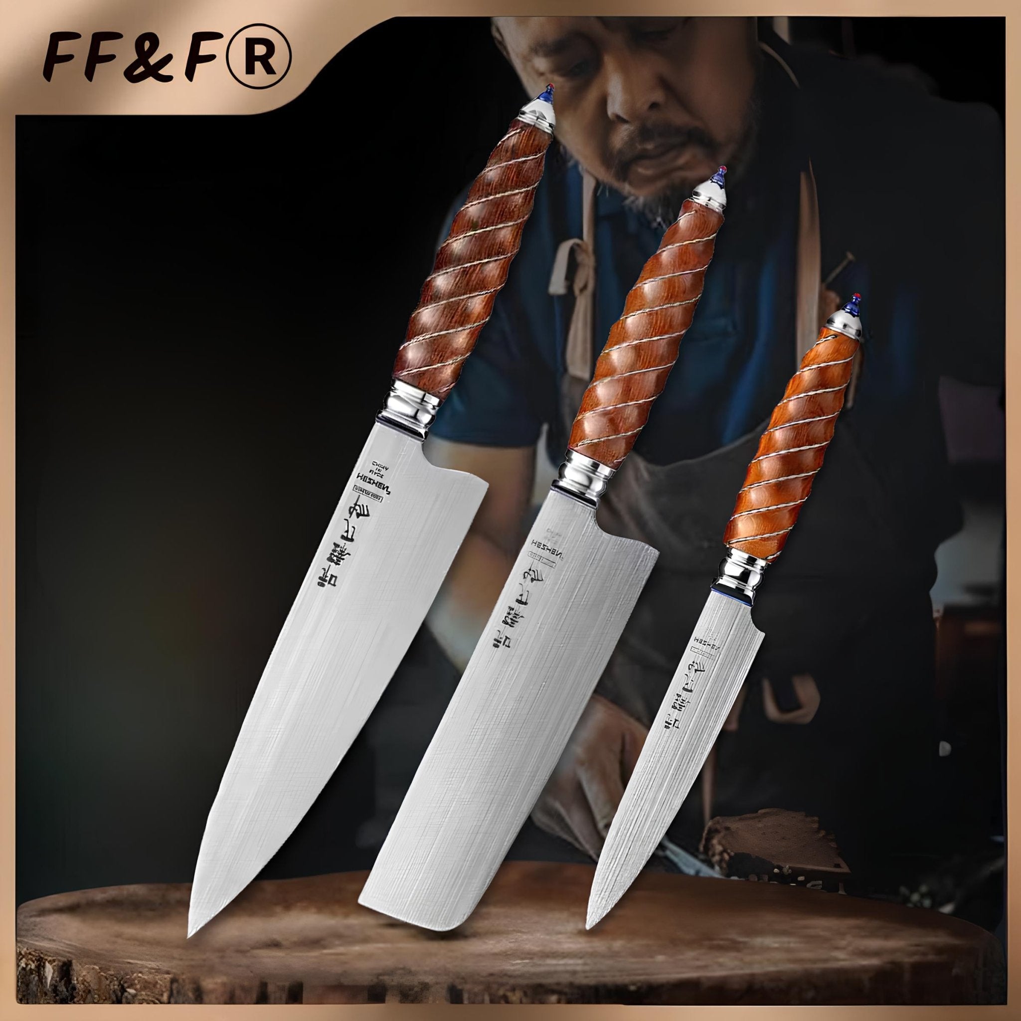 Conjunto de Facas Profissionais em Aço Böhler M390 com Cabo Híbrido - Forja Fogo&Faca