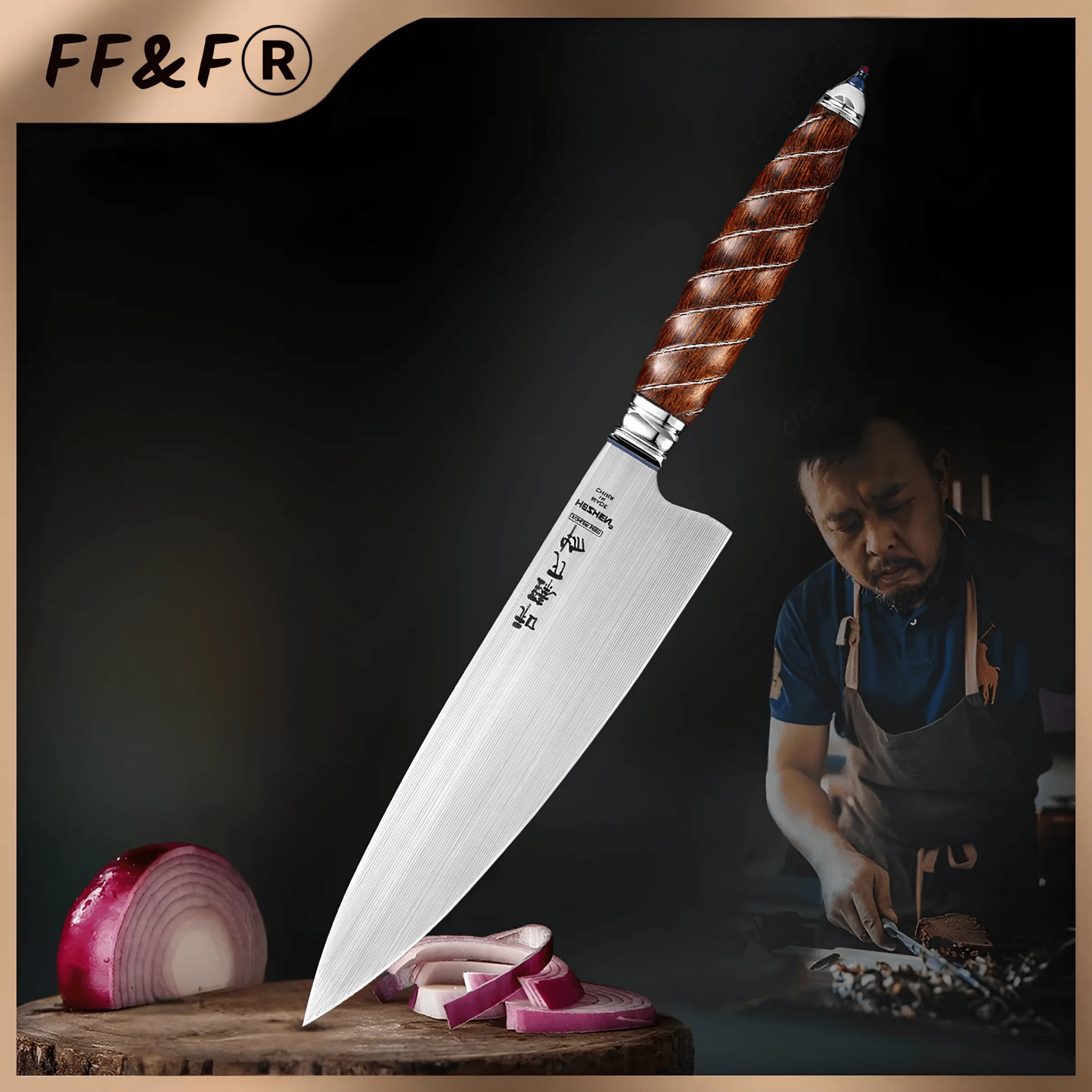 Faca de Chef em Aço Böhler M390 com Cabo Híbrido - Forja Fogo&Faca