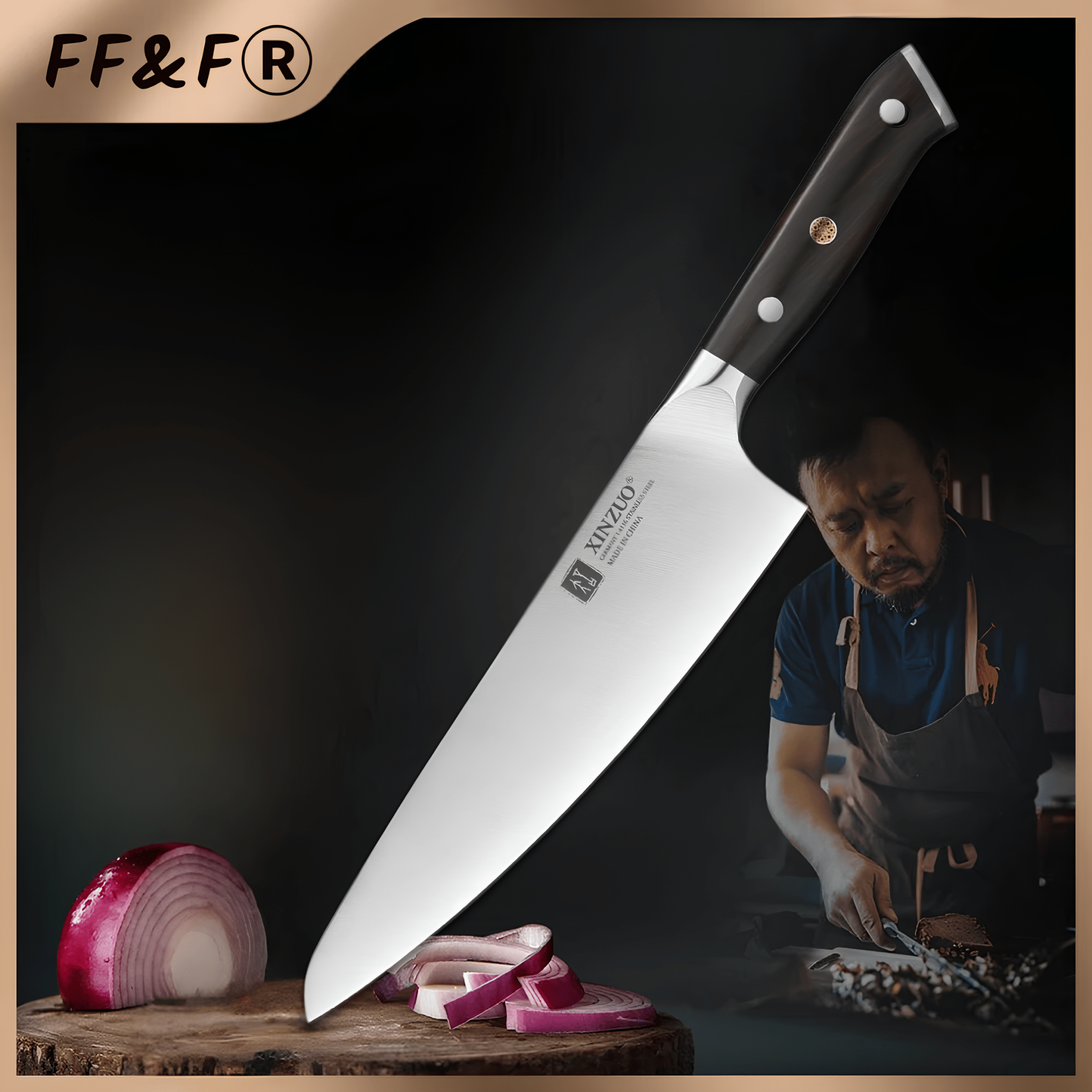 Faca de Chef Premium 8,3” Aço Inox 1.4116 com Cabo de Ébano - Forja Fogo&Faca