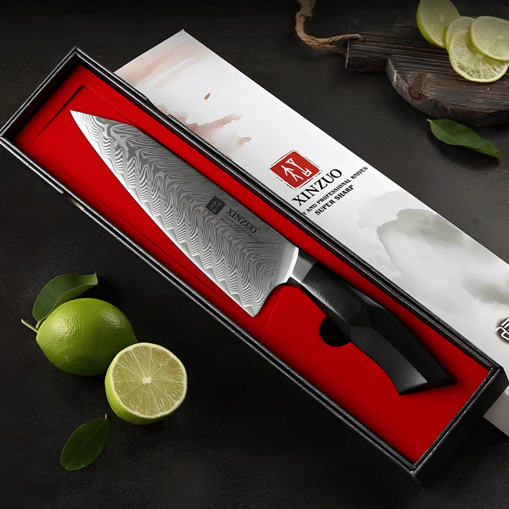 Faca de Chef Profissional 8,5″ em Aço Damasco com Cabo G10 - Forja Fogo&Faca